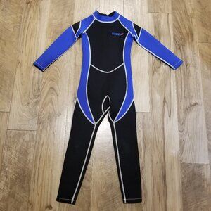 Hisea Kids Youth Sz 8 Wetsuit Scuba Donkey Black Blue Nylon Neoprene Water Surf